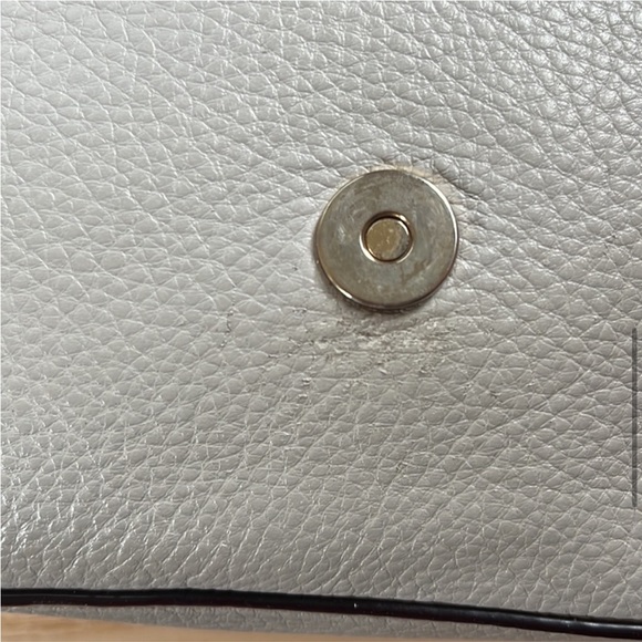 KATE SPADE Light Grey Pebbled Leather Medium Shoulder Bag with Silver Hardware - Picture 9 of 14